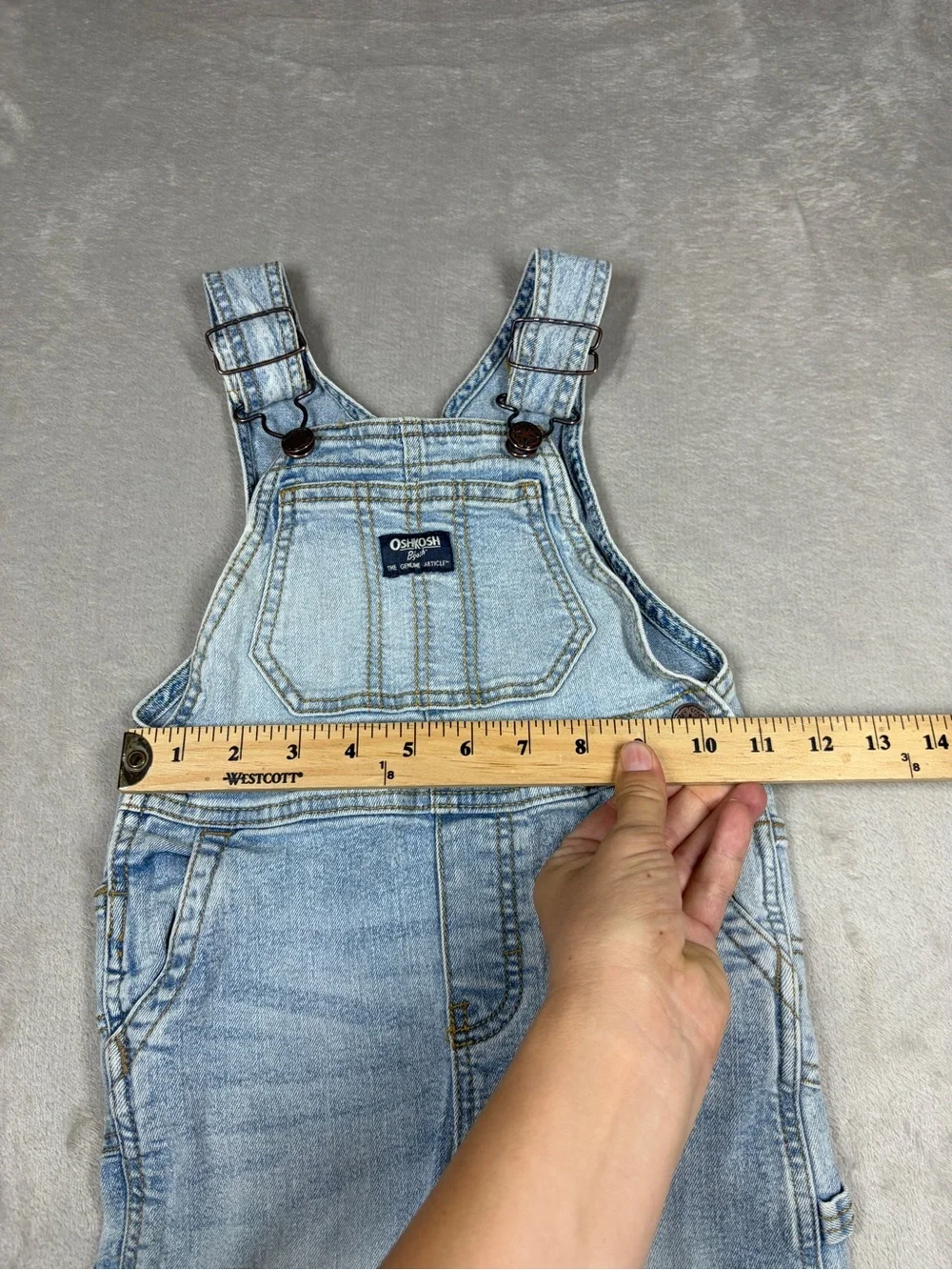 Oshkosh B’gosh Cotton Blend Denim Ligh Blue Jean Overalls Size 3T